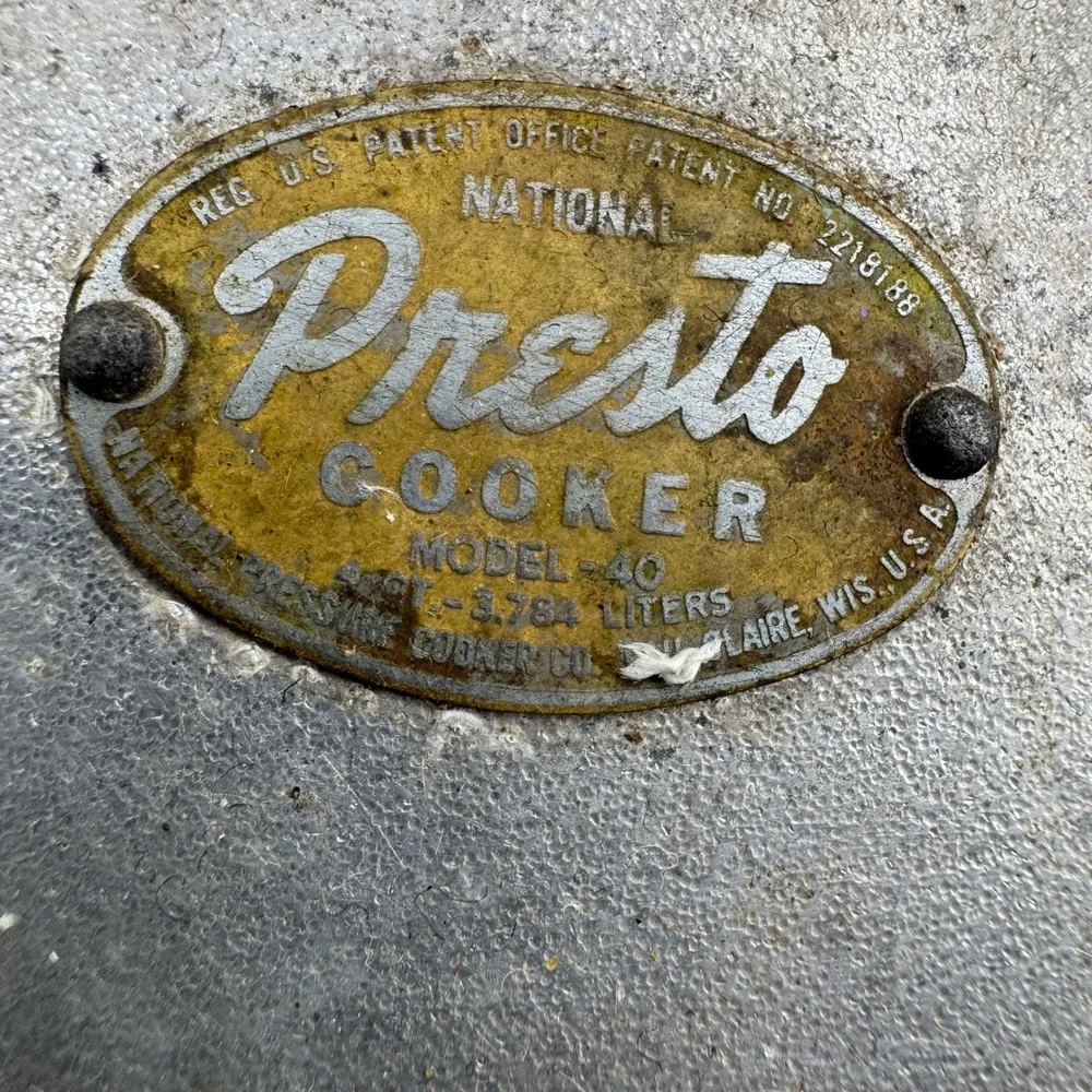 National Presto Pressure Cooker‎ Model 40 4 Qt Silver Vintage Aluminum